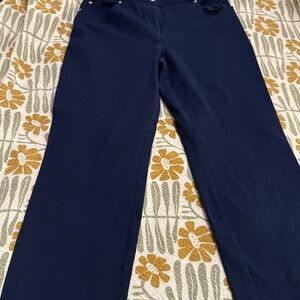 St. John Dark Blue Wide Leg Pants